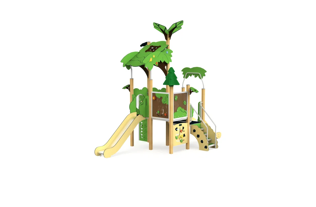 Outdoor playhouse with slide, Playground playset slide