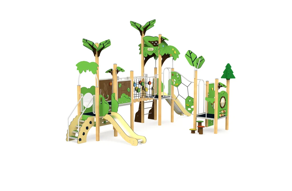 large playground playhouse with slide
