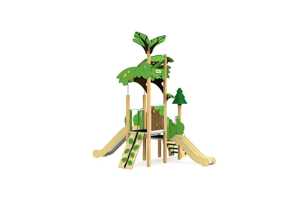 Outdoor playhouse with slide, Playground playset slide