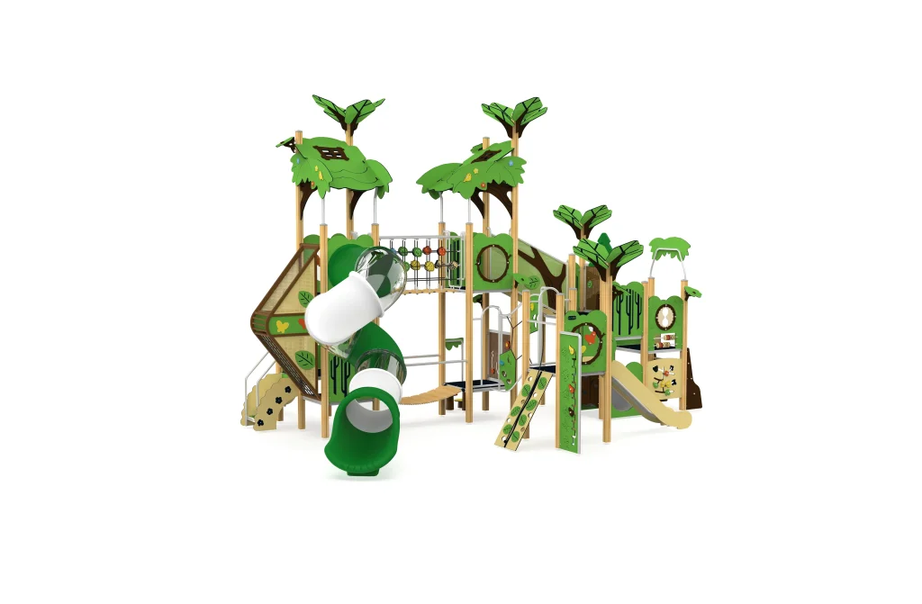 playground set with tube slide